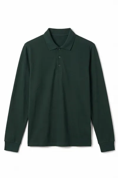Yeşil (5-13 Yaş) Uzun Kol Polo Yaka Unisex Çocuk Okul Sweatshirt 498792