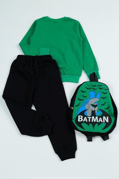 Yeşil (5-8 Yaş) Batman Baskılı Çantalı Erkek Çocuk Takım 96695