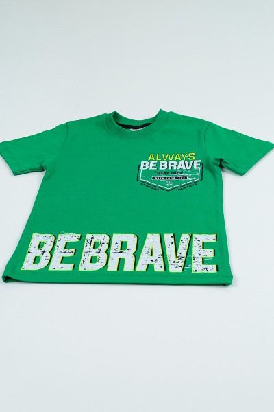 Yeşil (5-8 Yaş) Be Brave Baskılı Şapkalı Erkek Çocuk Takım 96821