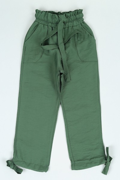 Yeşil (5-8 yaş) Bel ve Paça Bağcıklı Aerobin Kız Çocuk Pantolon 118905