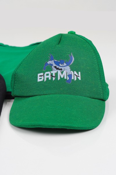 Yeşil (5-8 yaş) Şapkalı Batman Baskılı  Erkek Çocuk Kaprili Takım 112396