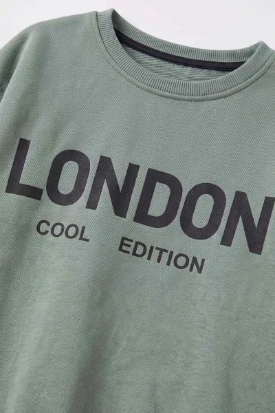 Yeşil (5-9 Yaş) London Baskılı İçi Şardonlu Erkek Çocuk İkili Takım 500018