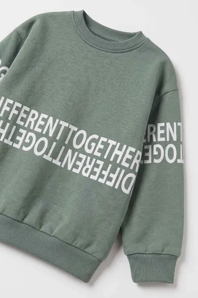 Yeşil (5-9 Yaş) Together Baskılı 3 İp Şardonlu Erkek Çocuk Kışlık Takım 499804
