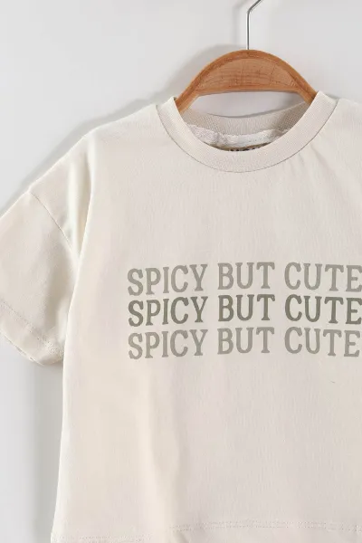 Yeşil (6-12 Ay-3-4 Yaş) Cute Baskılı Tişörtlü Çizgili Şortlu Erkek Çocuk Yazlık Takım 452953