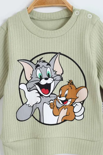 Yeşil (6-12 Ay) Karakter Baskılı Erkek Bebek Takım 299585