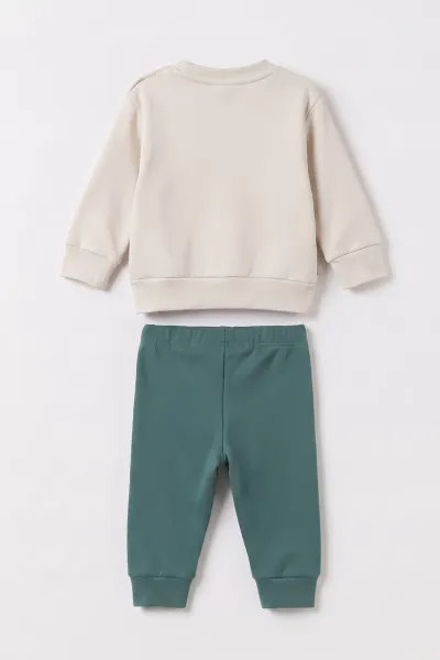 Yeşil (6-18 Ay)Cool Baskılı Çıtçıtlı Çimalı Erkek Bebek Takım 477608