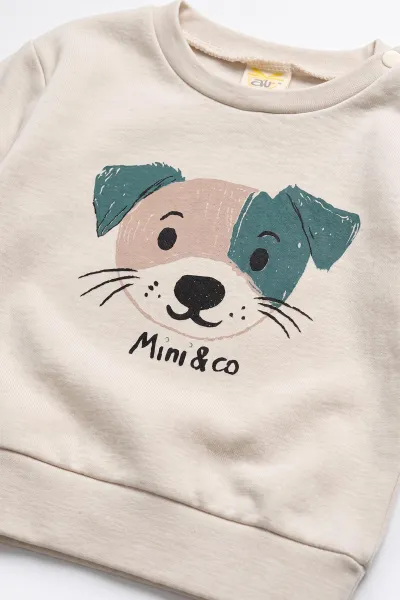 Yeşil (6-18 Ay)Köpek Baskılı Çıtçıtlı Çimalı Erkek Bebek Takım 477641