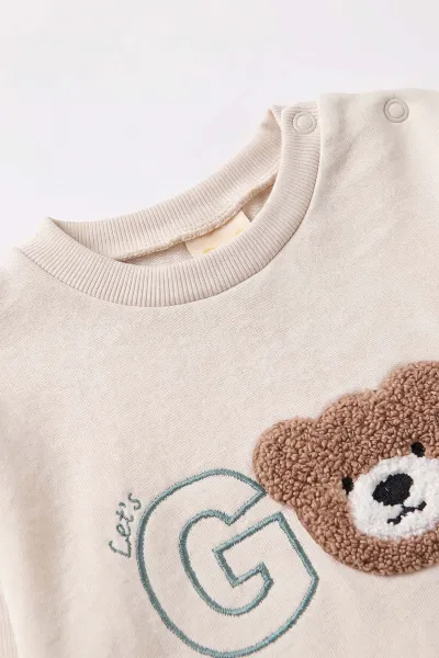 Yeşil (6-18 Ay)Süzene Nakışlı Çıtçıtlı Çimalı Erkek Bebek Takım 477858