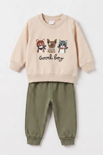 Yeşil (6-24 Ay) Good Boy Baskılı  2 İp Erkek Bebek Mevsimlik Takım 484018