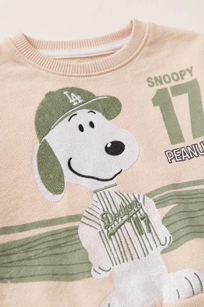 Yeşil (6-24 Ay) Snoopy  Baskılı  2 İp Erkek Bebek Takım 479026