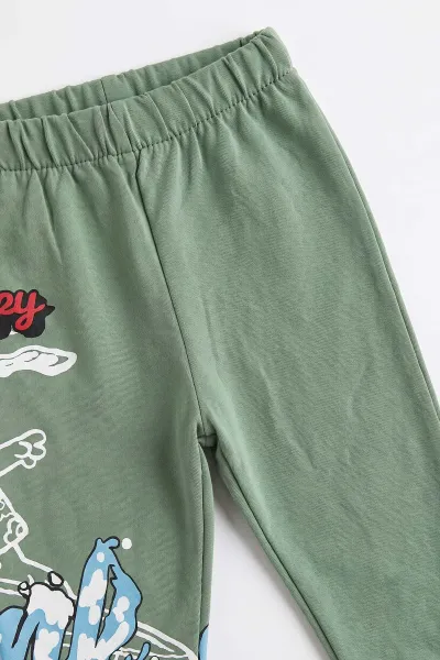 Yeşil (6-24 Ay) Snoopy Baskılı 2 İp Erkek Bebek Takım 480130
