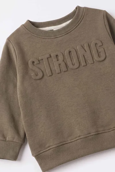 Yeşil (6-24 Ay) Strong Kabartma Baskılı Alt Çimalı 3 İp Şardonlu Erkek Bebek Kışlık Takım 495687