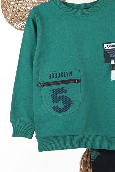 Yeşil (7-10 Yaş) Brooklyn Baskılı Erkek Çocuk Takım 142530