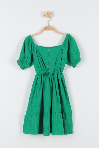 yesil-7-10-yas-dugme-detayli-kolu-buzgulu-beli-lastikli-kiz-cocuk-elbise-174283