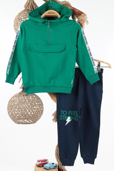 yesil-7-10-yas-to-feel-serit-baskili-yarim-fermuarli-erkek-cocuk-takim-137827