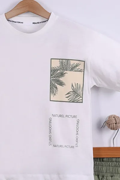 Yeşil (7-11 Yaş)Natural Picture Baskılı Tişörtlü  Gabardin Şortlu Erkek Çocuk Yazlık Takım 441934
