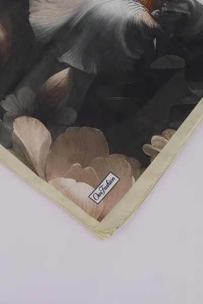 Yeşil 75*180 Cm Çiçek Baskılı Dijital Soft Tülbent Şal 469444