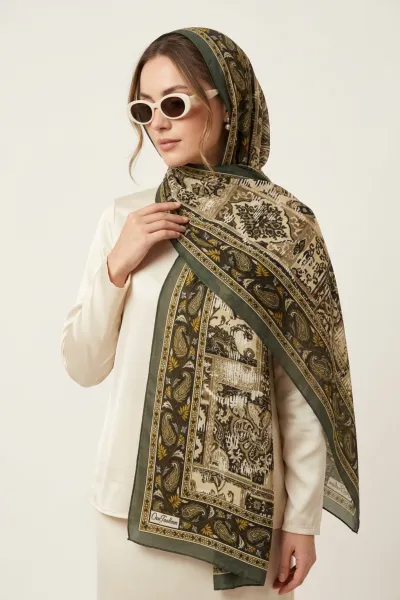 Yeşil 75x180 Cm Our Fashion Dijital Baskılı Desenli Soft Şal 408651