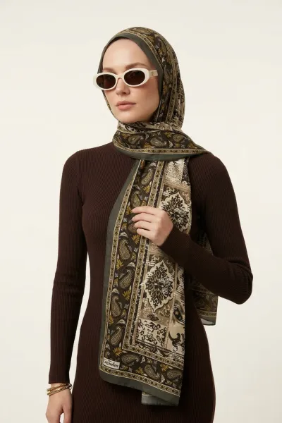 Yeşil 75x180 Cm Our Fashion Dijital Baskılı Desenli Soft Şal 408651