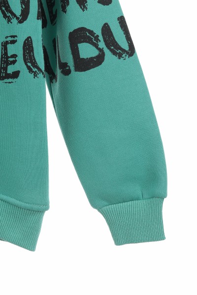 Yeşil (8-12 Yaş) Body Clove Baskılı Üç İp Şardonlu Erkek Çocuk Sweat Polar 139593