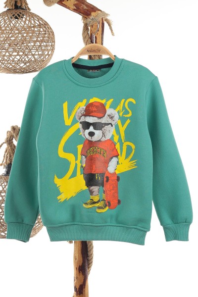 yesil-8-12-yas-gozluklu-ayi-baskili-uc-ip-sardonlu-erkek-cocuk-sweat-139613