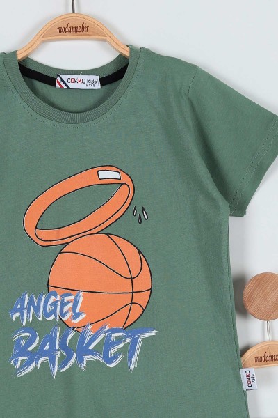 Yeşil (9-12 Yaş) Angel Basketbol Baskılı Şortlu Erkek Çocuk Takım 186230
