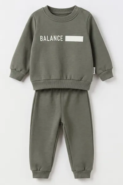 Yeşil (9-18 Ay) Balance Baskılı İçi Şardonlu Erkek Bebek Kışlık Takım 493922