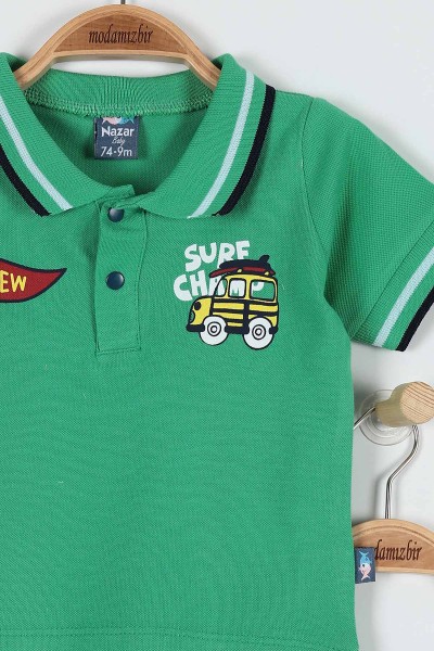Yeşil (9-24 Ay) Crew Surf Baskılı Şortlu Erkek Bebe Takım 182587