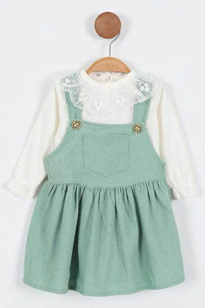 yesil-9-24-ay-on-cep-detayli-fitilli-kumas-gupurlu-badili-kiz-bebek-elbise-338765