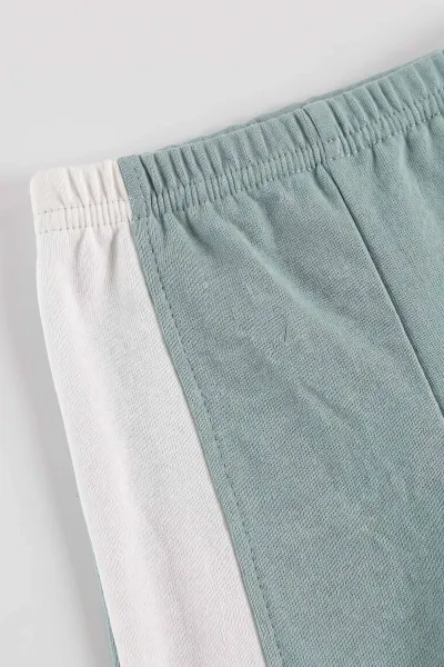 Yeşil (9-24 Ay)Ayıcık Baskılı Garni Detay Lastikli Paça Penye  Erkek Bebek Takım 480186
