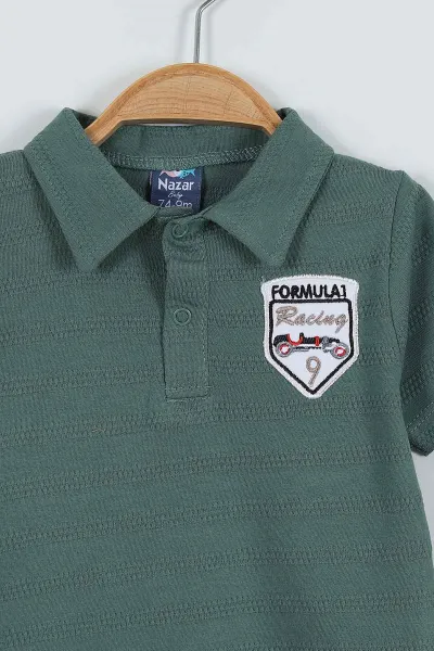 Yeşil (9-24 Ay)Formula Nakışlı Müslin Şortlu Erkek Bebek Takım 280560