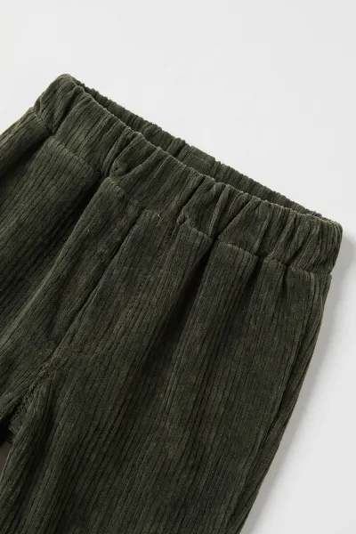 Yeşil (9-36 Ay) 98 Nakışlı 3 İp Şardonlu Sweatli Kadife Pantolonlu Erkek Bebek Kışlık Takım 501368