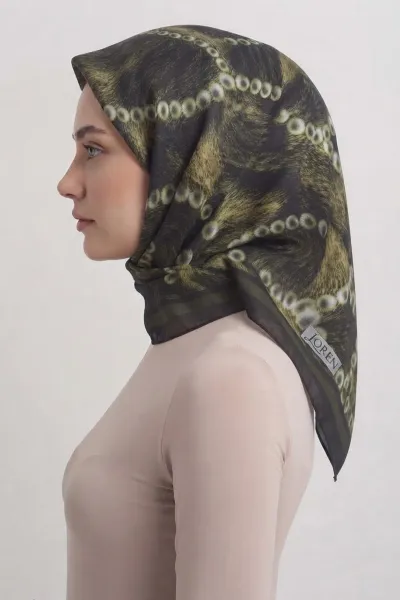 Yeşil 90x90 Cm Dijital Baskılı Perla Desen Soft Eşarp 498518