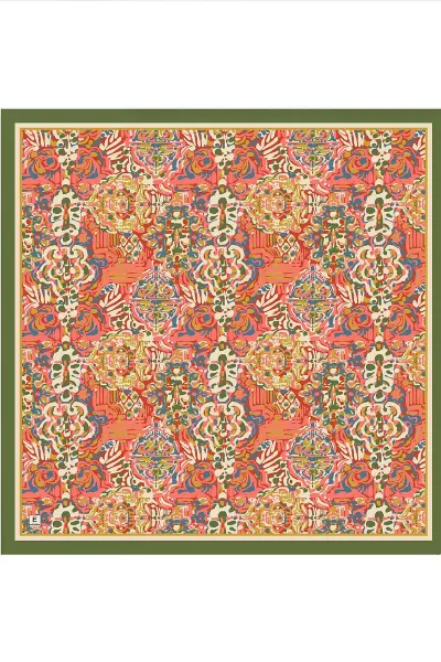 Küf Yeşil 95x95 Cm Dijital Baskılı Valencia Desen Soft Eşarp 473341