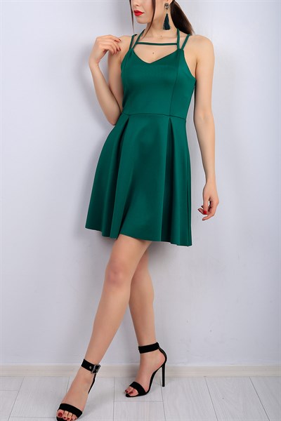 Yeşil Askılı Bayan Elbise 13269B