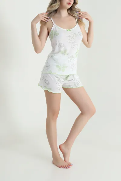 Yeşil Askılı Şortlu Kadın Pijama Takımı 473963