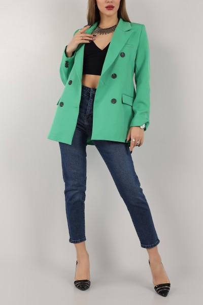 Yeşil Astarlı Bayan Kruvaze Ceket 158160