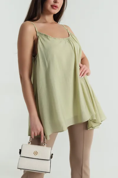 Yeşil Astarlı Tensel Modal Kadın Bluz 484061