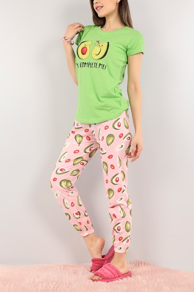 Yeşil Baskılı Bayan Pijama Takımı 108493