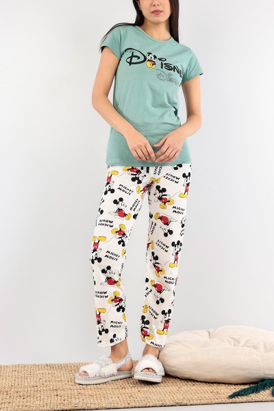 Yeşil Baskılı Bayan Pijama Takımı 92050
