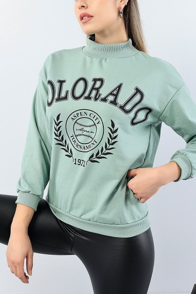 Yeşil Baskılı Bayan Sweat 75983
