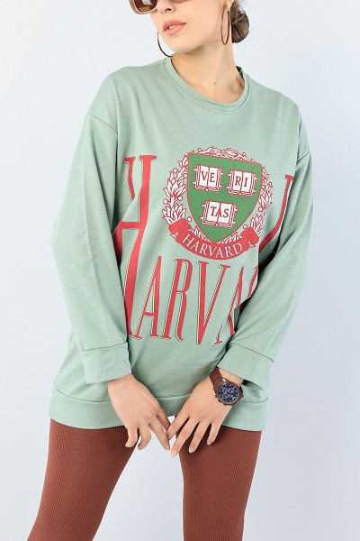 Yeşil Baskılı Bayan Sweat Tunik 75646
