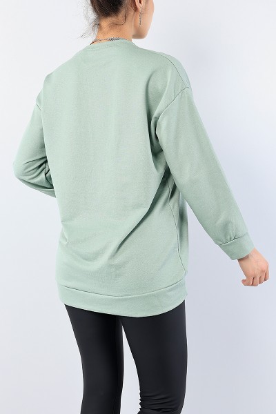 Yeşil Baskılı Bayan Sweat Tunik 75655