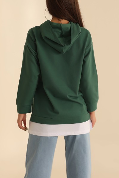 Yeşil Baskılı Garnili İki İp Sweat 203334