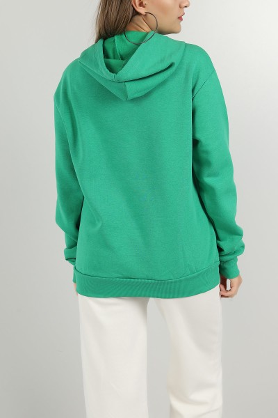 Yeşil Baskılı İçi Şardonlu Bayan Sweat 144715