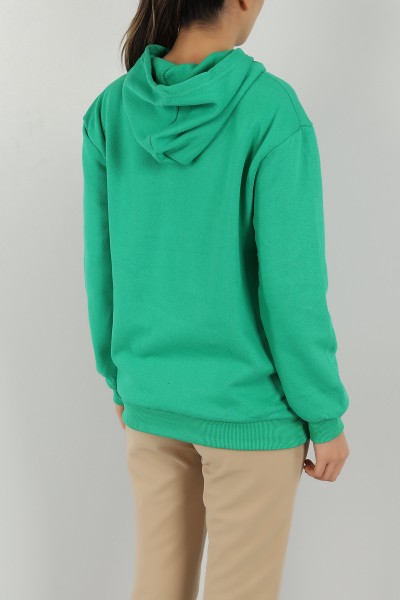 Yeşil Baskılı İçi Şardonlu Bayan Sweat 146326