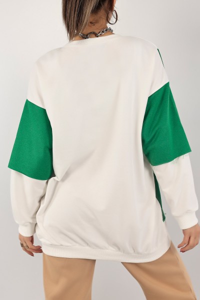 Yeşil Baskılı İki İp Sweat Tunik 140107