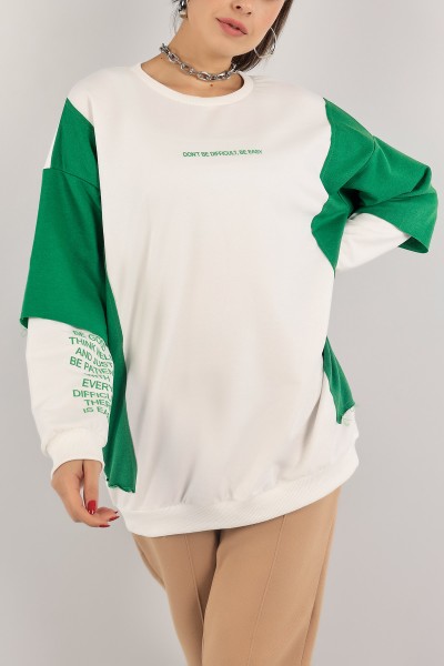 Yeşil Baskılı İki İp Sweat Tunik 140107