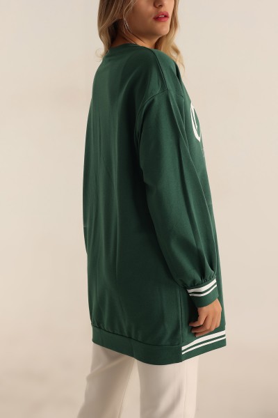 Yeşil Baskılı İki İp Sweat Tunik 198362