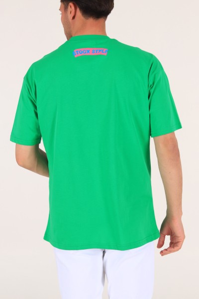 Yeşil Baskılı Oversize Erkek Tişört 176237
